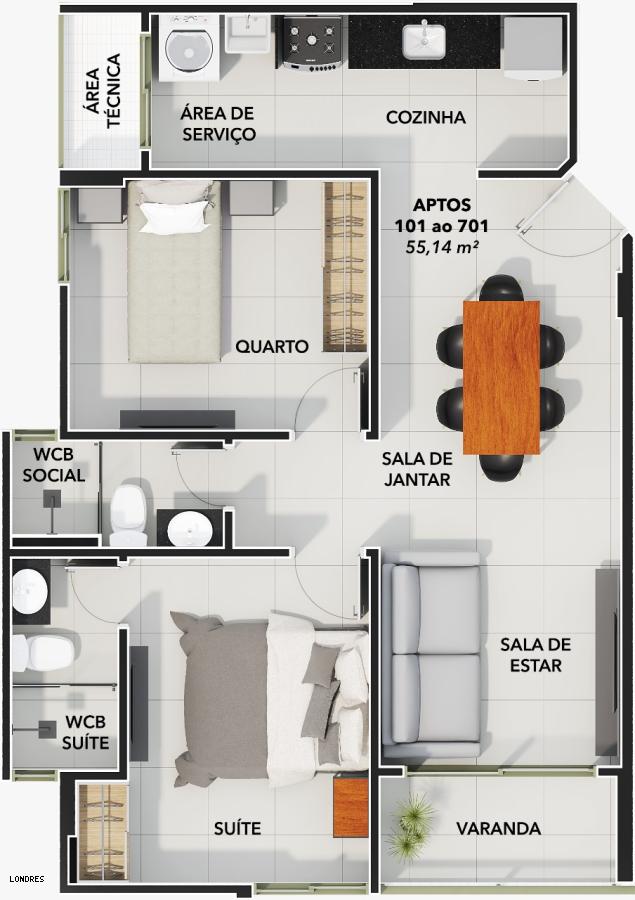 Apartamento, 2 quartos - Foto 2